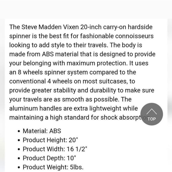 Steve Madden Branded Logo 20" Hard Side Logo Luggage- Rose - Picture 9 of 9